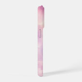 ウォーターカラー ピンク ラベンダー 花 抽象画 iPhoneケース (右側面)
