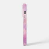 ウォーターカラー ピンク ラベンダー 花 抽象画 iPhoneケース (左側面)