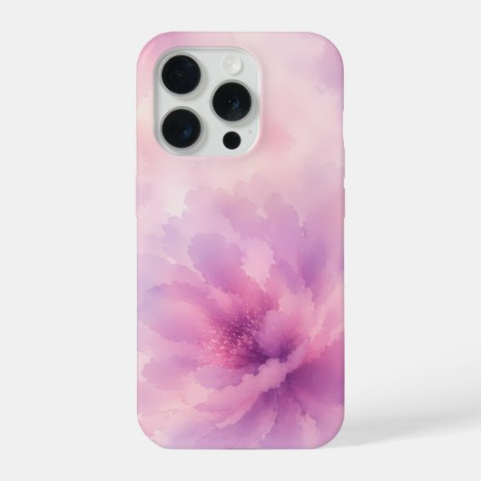 ウォーターカラー ピンク ラベンダー 花 抽象画 iPhoneケース (裏面)