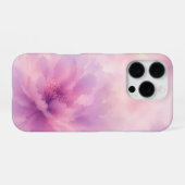 ウォーターカラー ピンク ラベンダー 花 抽象画 iPhoneケース (裏面横)