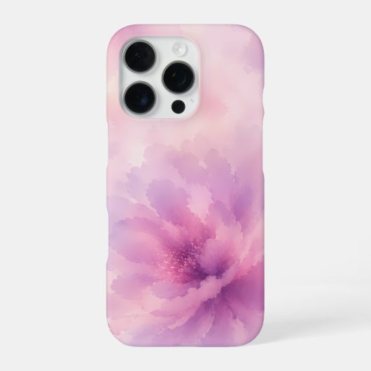 ウォーターカラー ピンク ラベンダー 花 抽象画 iPhoneケース (裏面)