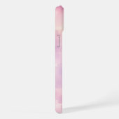 ウォーターカラー ピンク ラベンダー 花 抽象画 iPhoneケース (右側面)