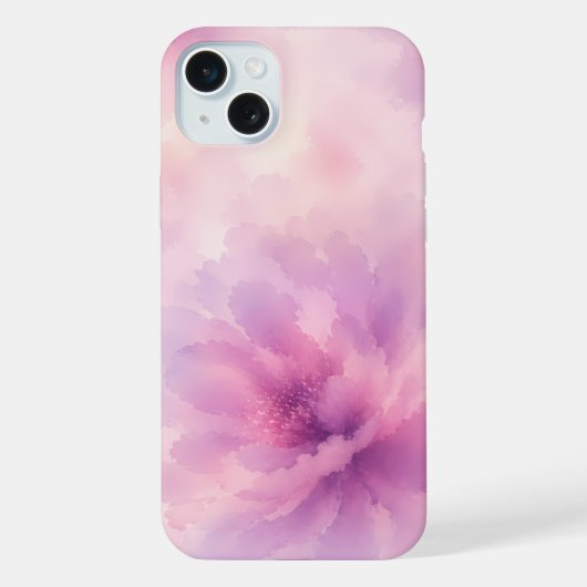 ウォーターカラー ピンク ラベンダー 花 抽象画 iPhoneケース (裏面)