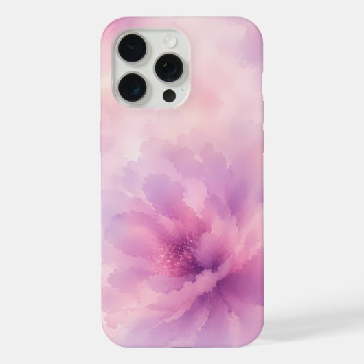 ウォーターカラー ピンク ラベンダー 花 抽象画 iPhoneケース (裏面)