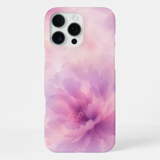 ウォーターカラー ピンク ラベンダー 花 抽象画 iPhoneケース (裏面)