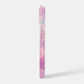 ウォーターカラー ピンク ラベンダー 花 抽象画 iPhone 15ケース (左側面)