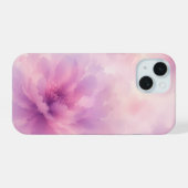 ウォーターカラー ピンク ラベンダー 花 抽象画 iPhone 15ケース (裏面横)