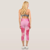 ウォーターカラー ピンク 抽象的 ロマンティック カプリレギンス (裏面)