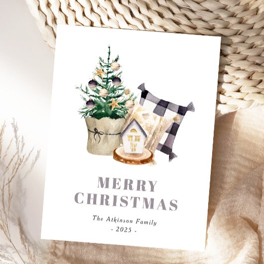 ウォーターカラー ファームハウス風 ラスティック クリスマス