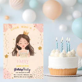 ウォーターカラー フェアリープリンセスの誕生日カスタムフォト 招待状