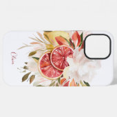 ウォーターカラー フェミニン シトラス フラワー 名入れ iPhoneケース (裏面横)