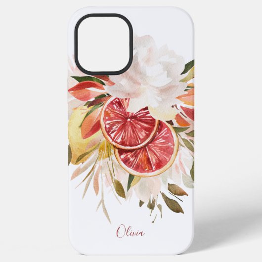 ウォーターカラー フェミニン シトラス フラワー 名入れ iPhoneケース (裏面)
