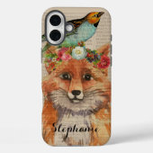 ウォーターカラー+フォクシー+フラワーフレンド+お名前入り Case-Mate iPhoneケース (裏面)