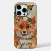 ウォーターカラー+フォクシー+フラワー フレンズ 名前入り Case-Mate iPhoneケース (裏面)