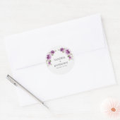 ウォーターカラー フクシア ローズと芍薬のウェディング  ラウンドシール (封筒)