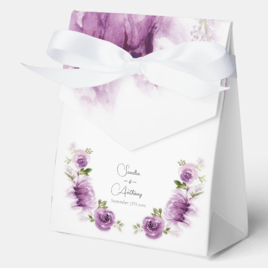 ウォーターカラー フクシア 薔薇と芍薬のウェディング フェイバーボックス (正面)