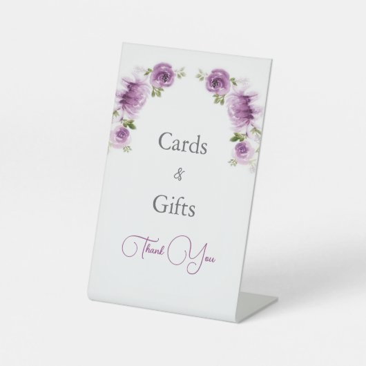 ウォーターカラー フクシア 薔薇と芍薬の結婚式 台座サイン (正面)