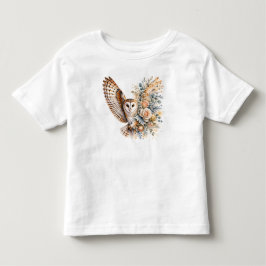 ウォーターカラー フクロウ フラワー PNG 鳥 花 デザイン トドラーTシャツ