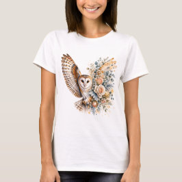 ウォーターカラー フクロウ 花 PNG 鳥 フラワー デザイン Tシャツ