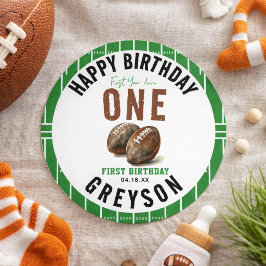 ウォーターカラー フットボール ファーストイヤーダウン | 1歳の誕生日 ラウンドシール