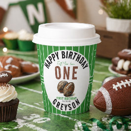 ウォーターカラー フットボール ファーストイヤーダウン | 1歳の誕生日 紙コップ