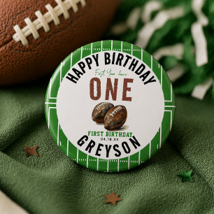 ウォーターカラー フットボール ファーストイヤーダウン 1歳の誕生日 缶バッジ