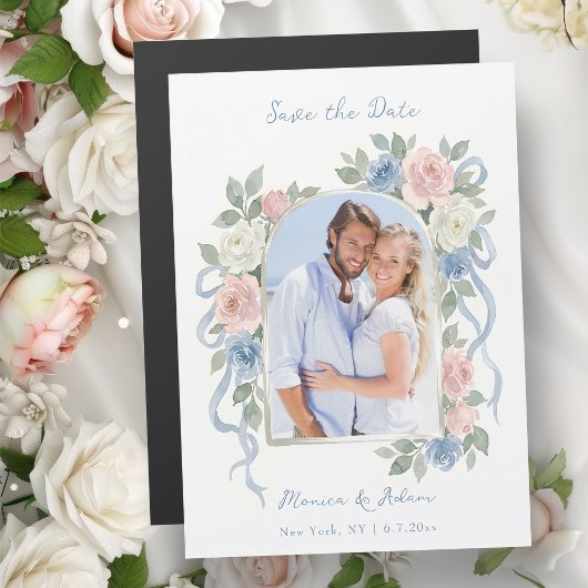 ウォーターカラー フラワーアーチ 写真 Save the Date
