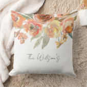 ウォーターカラー フラワーファミリー ネーム 新婚夫婦 秋のアート クッション (ブランケット)