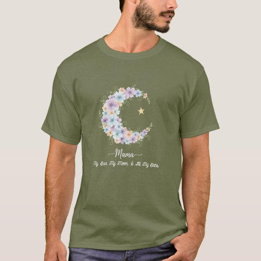 ウォーターカラー フラワームーン ママ Tシャツ (正面)