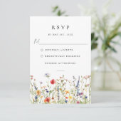 ウォーターカラー フラワー ウェディング RSVP カード (スタンド正面)