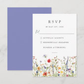 ウォーターカラー フラワー ウェディング RSVP カード (正面/裏面)