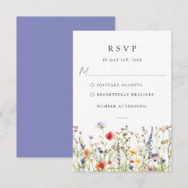 ウォーターカラー フラワー ウェディング RSVP カード