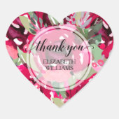 ウォーターカラー フラワー サンクス ハートシール (正面)