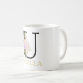 ウォーターカラー フラワー モノグラム コーヒーマグ コーヒーマグカップ (正面右)