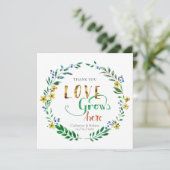 ウォーターカラー フラワー リースに感謝 招待状 (スタンド正面)