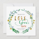 ウォーターカラー フラワー リースに感謝 招待状 (正面)