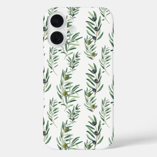 ウォーターカラー フレンチカントリーシック オリーブ柄 Case-Mate iPhoneケース (裏面)