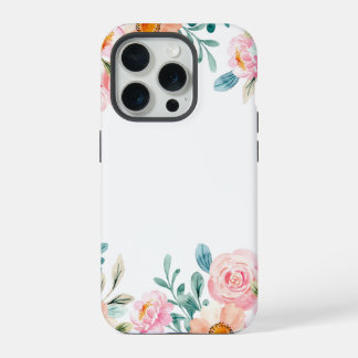 ウォーターカラー フローラルボーダー iPhone 15 PROケース