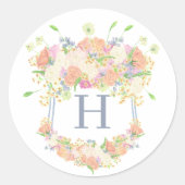 ウォーターカラー フローラル ガーデン パーティー クレスト ラウンドシール (正面)