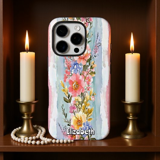 ウォーターカラー フローラル ガーランド パターン Case-Mate iPhoneケース