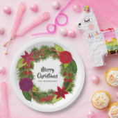ウォーターカラー フローラル クリスマスパーティー ペーパープレート (パーティー)
