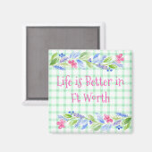 ウォーターカラー フローラル チェック LIFE is Better 町名 マグネット (正面/裏面)