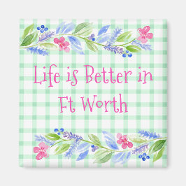 ウォーターカラー フローラル チェック LIFE is Better 町名 マグネット