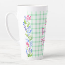 ウォーターカラー フローラル チェック LIFE is Better Your Town カフェラテマグ