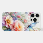 ウォーターカラー フローラル & バタフライ ダンス iPhoneケース (裏面横)