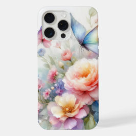 ウォーターカラー フローラル & バタフライ ダンス iPhone 15 PRO MAXケース