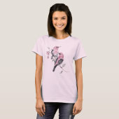 ウォーターカラー フローラル バード Tシャツ (正面フル)