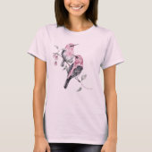 ウォーターカラー フローラル バード Tシャツ (正面)