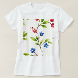 ウォーターカラー フローラル パターン Tシャツ