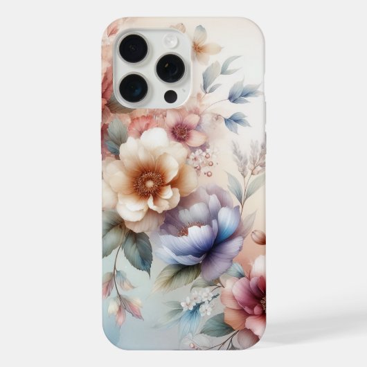 ウォーターカラー フローラル ファンタジー iPhoneケース (裏面)